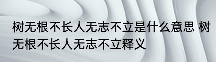 树无根不长人无志不立是什么意思 树无根不长人无志不立释义