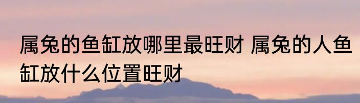 属兔的鱼缸放哪里最旺财 属兔的人鱼缸放什么位置旺财