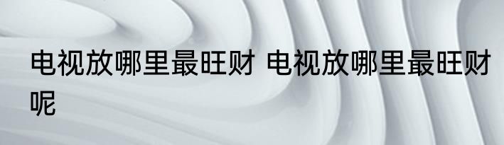 电视放哪里最旺财 电视放哪里最旺财呢