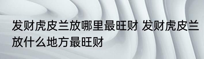 发财虎皮兰放哪里最旺财 发财虎皮兰放什么地方最旺财