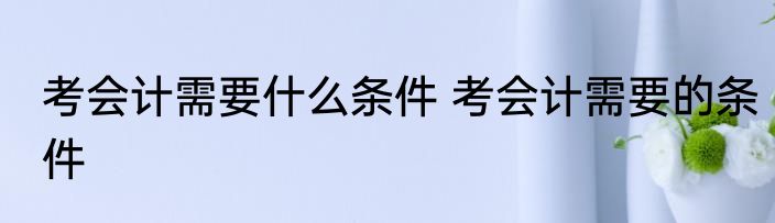 考会计需要什么条件 考会计需要的条件
