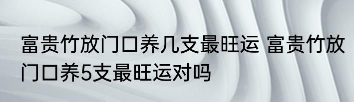 富贵竹放门口养几支最旺运 富贵竹放门口养5支最旺运对吗