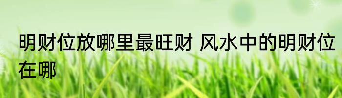 明财位放哪里最旺财 风水中的明财位在哪