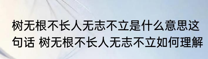 树无根不长人无志不立是什么意思这句话 树无根不长人无志不立如何理解