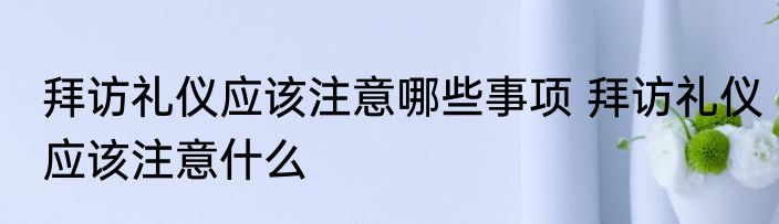 拜访礼仪应该注意哪些事项 拜访礼仪应该注意什么