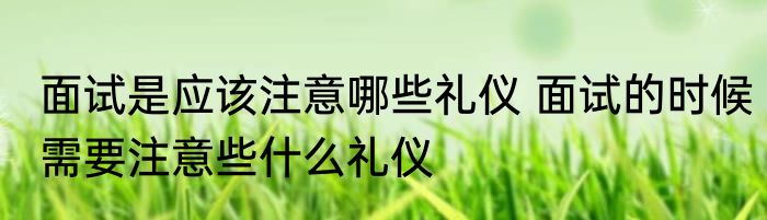 面试是应该注意哪些礼仪 面试的时候需要注意些什么礼仪