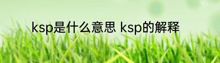 ksp是什么意思 ksp的解释