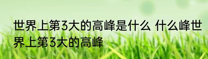 世界上第3大的高峰是什么 什么峰世界上第3大的高峰