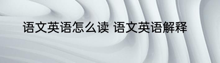语文英语怎么读 语文英语解释