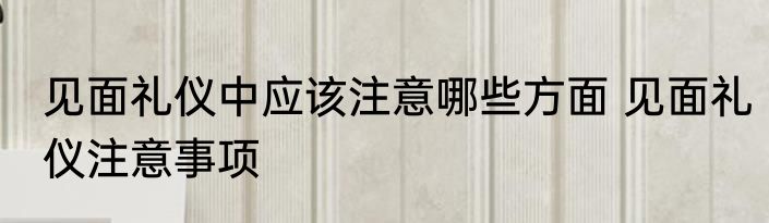 见面礼仪中应该注意哪些方面 见面礼仪注意事项