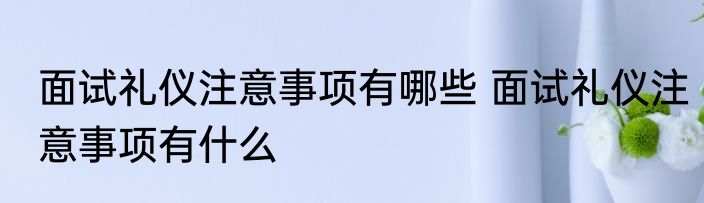 面试礼仪注意事项有哪些 面试礼仪注意事项有什么