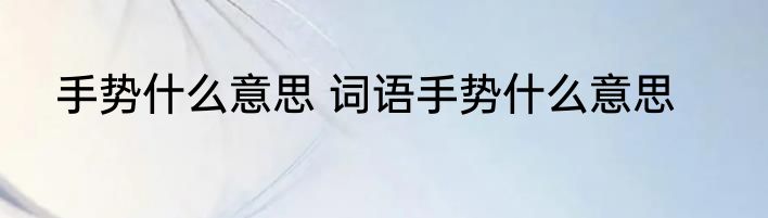 手势什么意思 词语手势什么意思