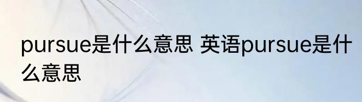pursue是什么意思 英语pursue是什么意思