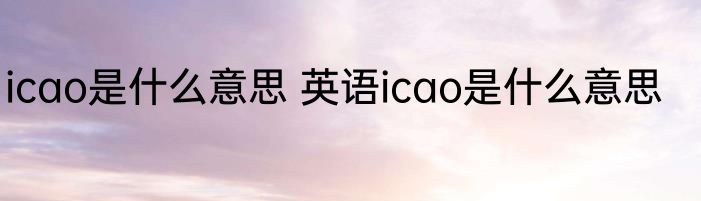 icao是什么意思 英语icao是什么意思