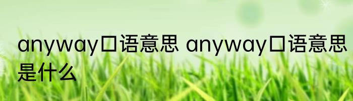 anyway口语意思 anyway口语意思是什么