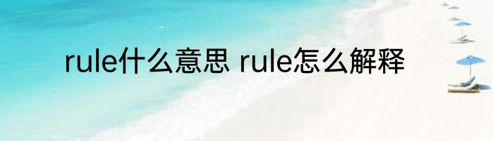 rule什么意思 rule怎么解释