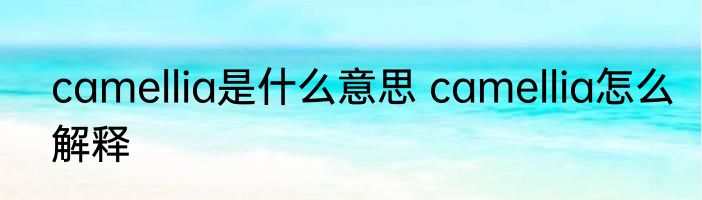 camellia是什么意思 camellia怎么解释