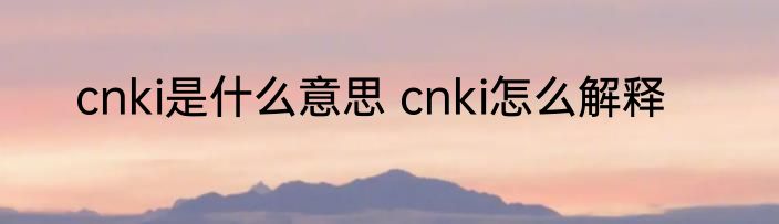 cnki是什么意思 cnki怎么解释