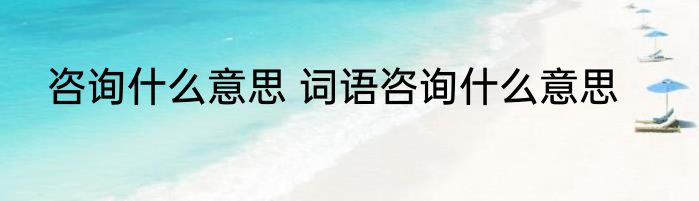咨询什么意思 词语咨询什么意思
