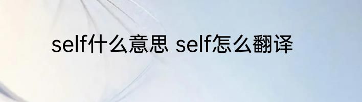 self什么意思 self怎么翻译