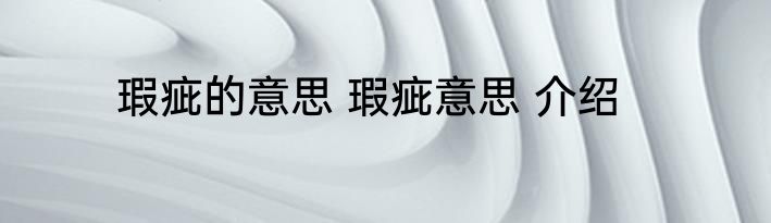 瑕疵的意思 瑕疵意思 介绍