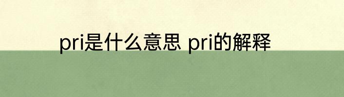 pri是什么意思 pri的解释