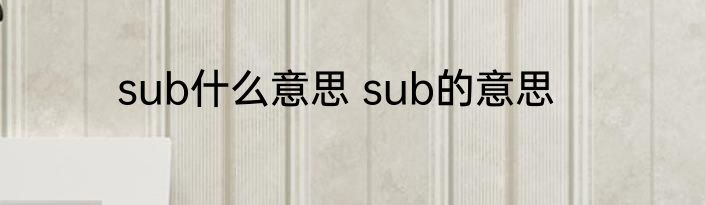 sub什么意思 sub的意思