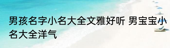 男孩名字小名大全文雅好听 男宝宝小名大全洋气