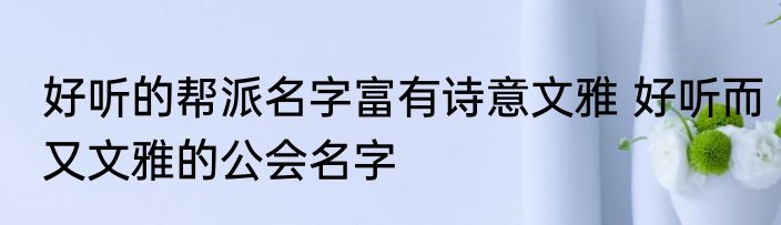 好听的帮派名字富有诗意文雅 好听而又文雅的公会名字