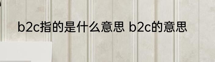 b2c指的是什么意思 b2c的意思