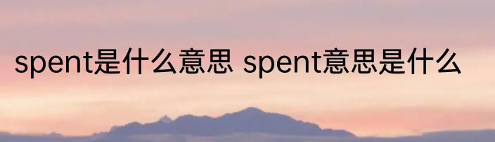 spent是什么意思 spent意思是什么