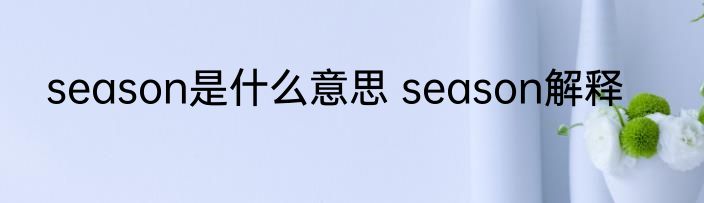 season是什么意思 season解释