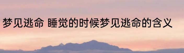 梦见逃命 睡觉的时候梦见逃命的含义