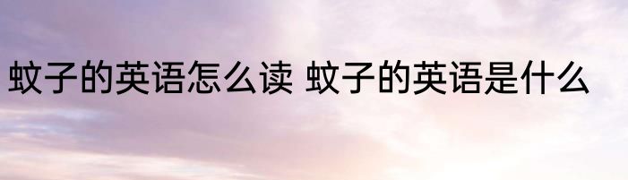 蚊子的英语怎么读 蚊子的英语是什么