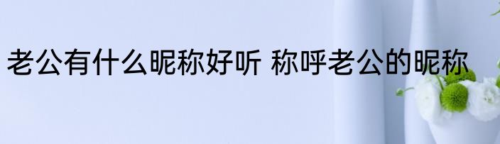 老公有什么昵称好听 称呼老公的昵称