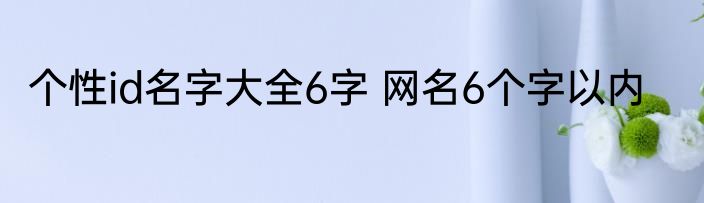 个性id名字大全6字 网名6个字以内