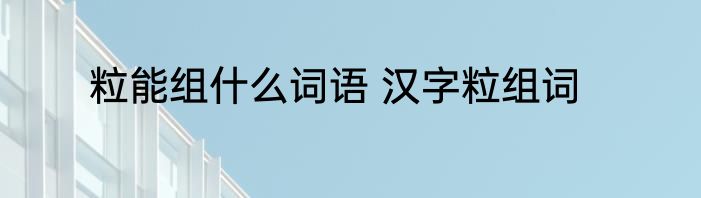 粒能组什么词语 汉字粒组词