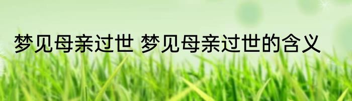 梦见母亲过世 梦见母亲过世的含义