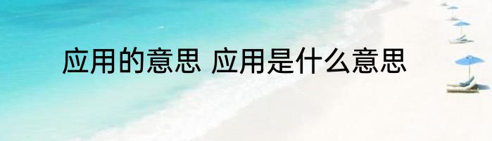 应用的意思 应用是什么意思