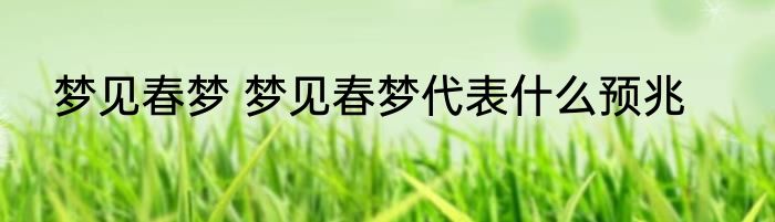 梦见春梦 梦见春梦代表什么预兆
