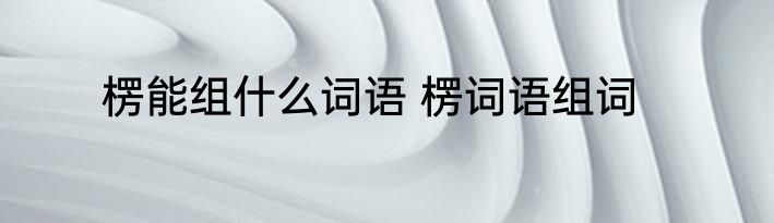 楞能组什么词语 楞词语组词