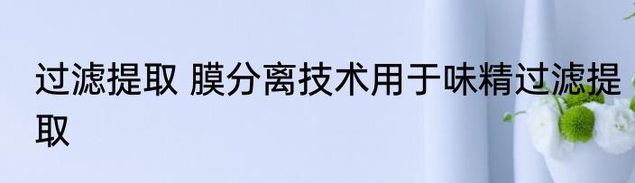 过滤提取 膜分离技术用于味精过滤提取