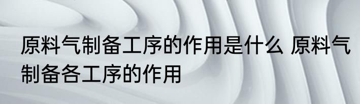 原料气制备工序的作用是什么 原料气制备各工序的作用