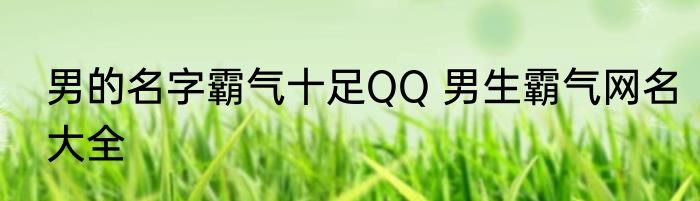 男的名字霸气十足QQ 男生霸气网名大全