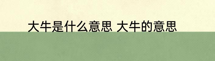 大牛是什么意思 大牛的意思