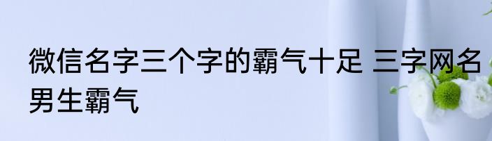 微信名字三个字的霸气十足 三字网名男生霸气