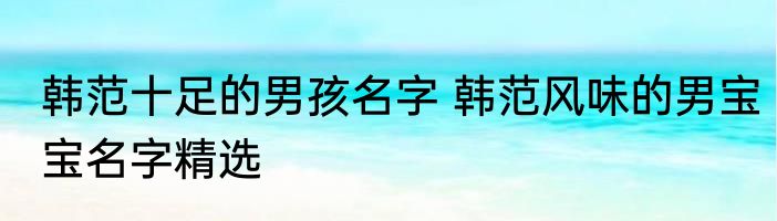 韩范十足的男孩名字 韩范风味的男宝宝名字精选