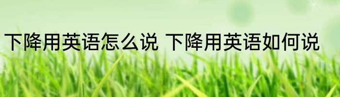 下降用英语怎么说 下降用英语如何说