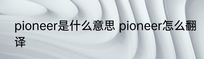 pioneer是什么意思 pioneer怎么翻译