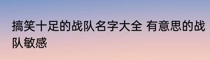 搞笑十足的战队名字大全 有意思的战队敏感